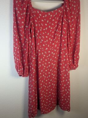 Sanctuary Floral Smocked Back Mini Dress NWT Pink Puff Sleeve Size S